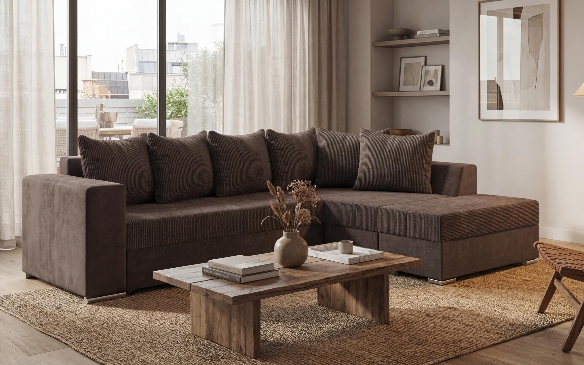 Coltar extensibil + taburet Londo, maro deschis  3